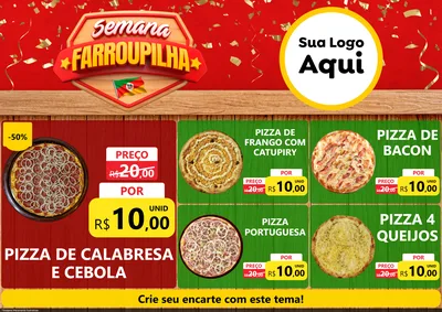 Modelo de Encarte para Encarte A4 Horizontal com o tema Semana Farroupilha para Pizzaria