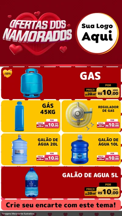 Modelo de TV para TV Vertical com o tema Ofertas Dos Namorados para Água e gás