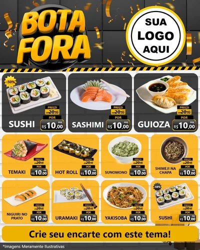 Modelo de Rede Social para Feed Instagram com o tema Bota Fora para Comida japonesa