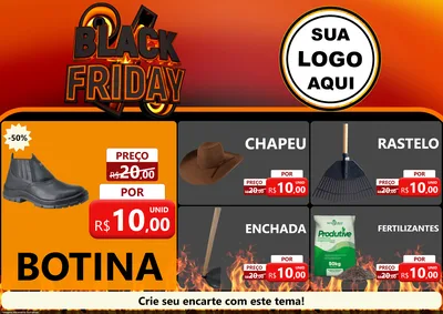 Modelo de Encarte para Encarte A4 Horizontal com o tema Black Friday para Agropecuária