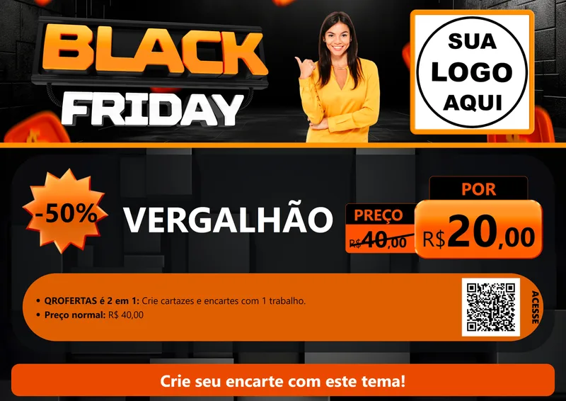 Modelo de Cartaz para Cartaz A4 Horizontal com o tema Black Friday para Ferragens