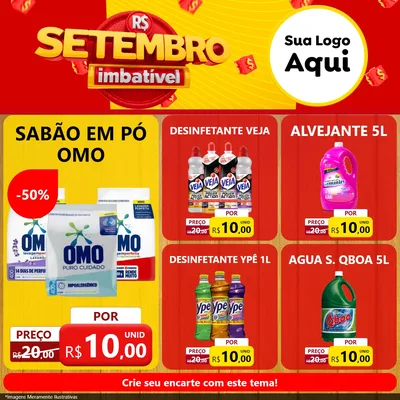 Modelo de Rede Social para Feed Facebook com o tema Setembro Imbatível para Produtos de Limpeza