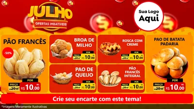Modelo de TV para TV Horizontal com o tema Julho Ofertas Imbatíveis para Padaria
