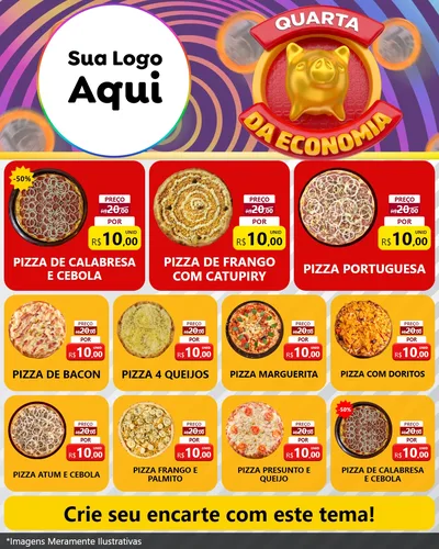 Modelo de Rede Social para Feed Instagram com o tema Quarta da Economia para Pizzaria