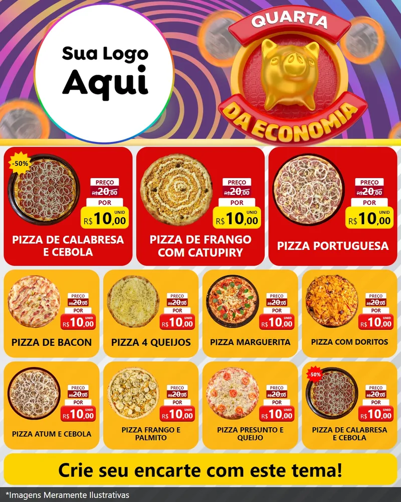 Modelo de Rede Social para Feed Instagram com o tema Quarta da Economia para Pizzaria