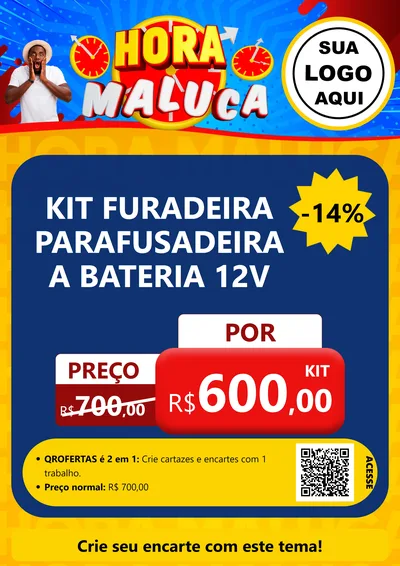 Modelo de Cartaz para Cartaz A4 Vertical com o tema Hora Maluca para Maquinas e Ferramentas