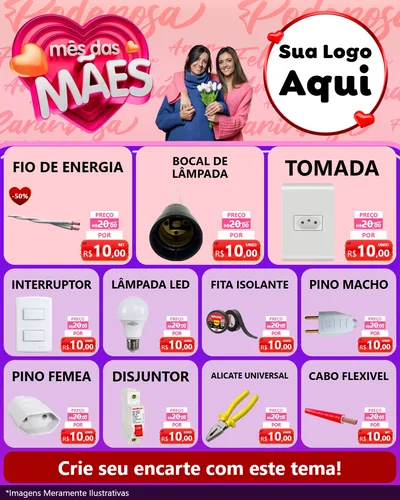Modelo de Rede Social para Feed Instagram com o tema Mês Das Mães para Materiais Elétricos