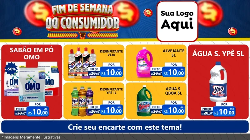 Modelo de TV para TV Horizontal com o tema Fim de Semana do Consumidor para Produtos de Limpeza