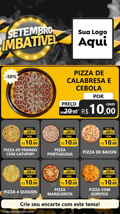 Modelo de Rede Social para Stories com o tema Setembro Imbatível para Pizzaria