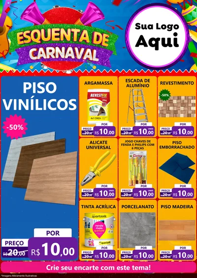 Modelo de Encarte para Encarte A4 Vertical com o tema Esquenta de Carnaval para Material para Construção