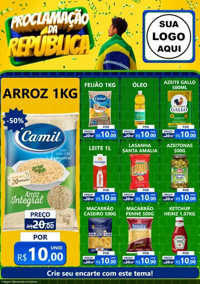 Modelo de Encarte para Encarte A4 Vertical com o tema Proclamação da República para Supermercado