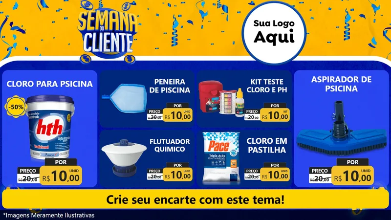 Modelo de TV para TV Horizontal com o tema Semana do Cliente para Produtos para Piscina