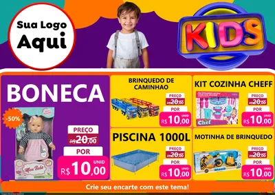 Modelo de Encarte para Encarte A4 Horizontal com o tema KIDS para Brinquedos