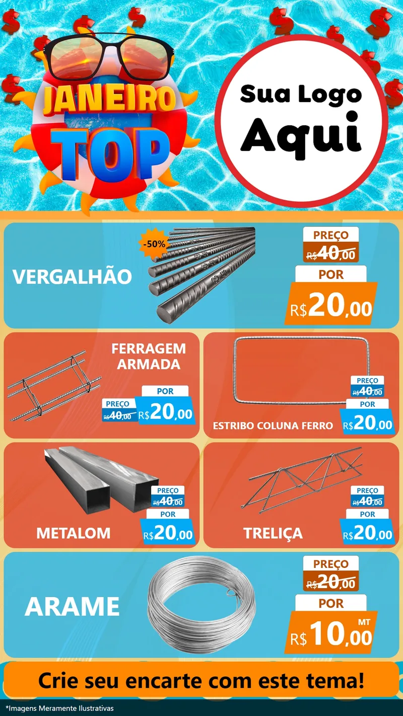 Modelo de TV para TV Vertical com o tema Janeiro Top para Ferragens