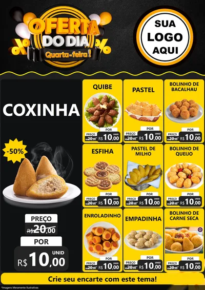 Modelo de Encarte para Encarte A4 Vertical com o tema Oferta do Dia - Quarta Feira! para Salgadaria