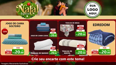 Modelo de TV para TV Horizontal com o tema Natal Especial para Cama, Mesa e Banho