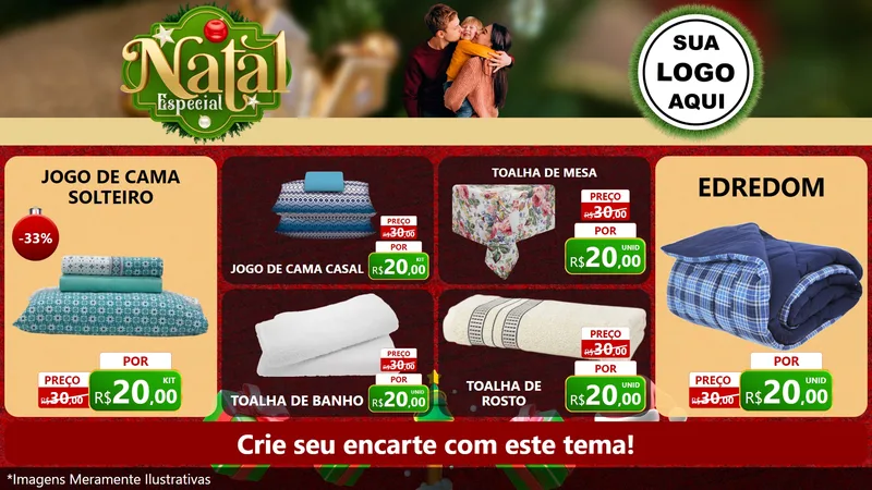 Modelo de TV para TV Horizontal com o tema Natal Especial para Cama, Mesa e Banho