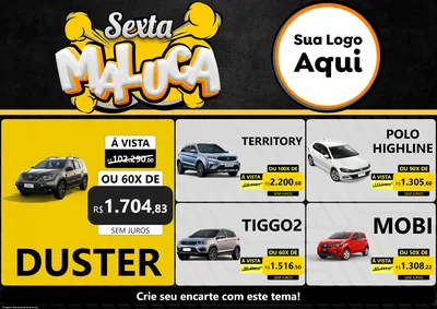 Modelo de Encarte para Encarte A4 Horizontal com o tema Sexta Maluca para Concessionaria de Carros