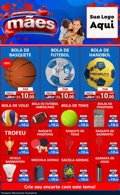 Modelo de Encarte para Encarte Grande com o tema Promoção das Mães para Artigos Esportivos