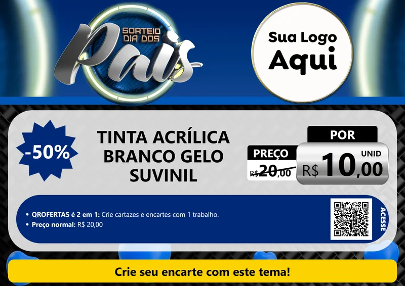 Modelo de Cartaz para Cartaz A4 Horizontal com o tema Sorteio Dia Dos Pais para Tintas e Ferramentas