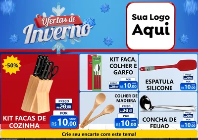 Modelo de Encarte para Encarte A4 Horizontal com o tema Ofertas de Inverno para Utilidades Domésticas