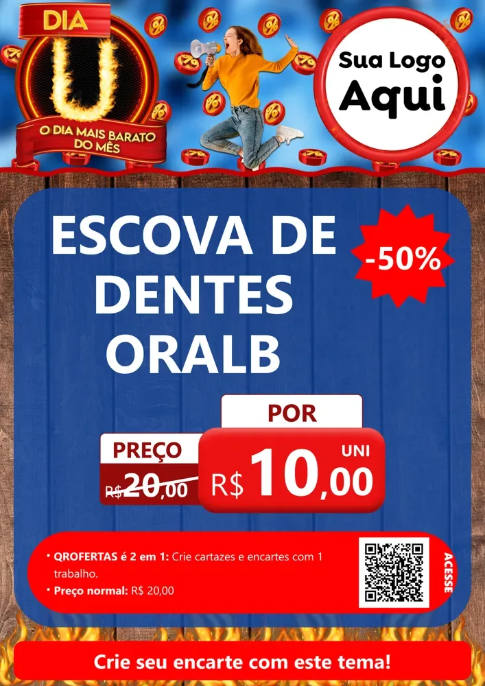 Modelo de Cartaz para Cartaz A4 Vertical com o tema Dia U - O Dia Mais Barato Do Mês para Higiene Pessoal