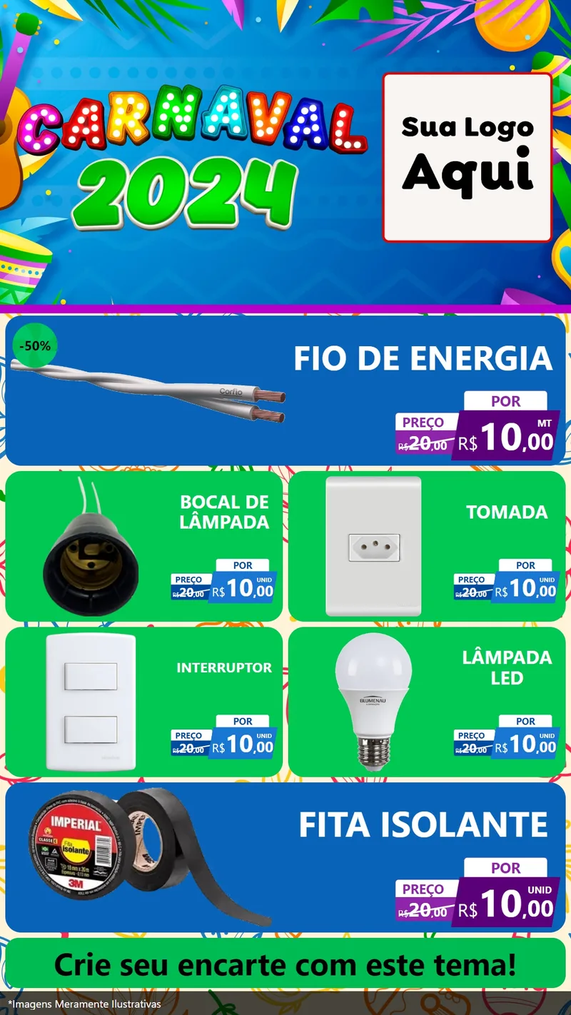 Modelo de TV para TV Vertical com o tema Carnaval 2027 para Materiais Elétricos