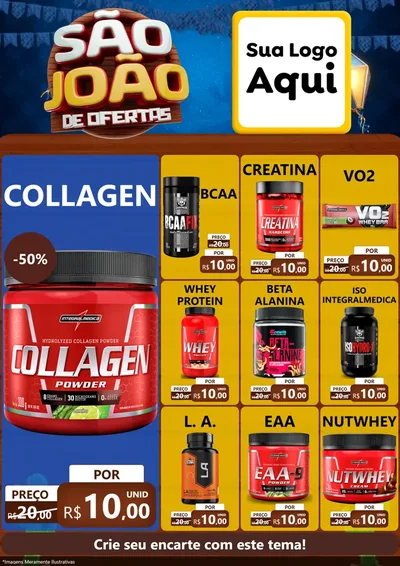 Modelo de Encarte para Encarte A4 Vertical com o tema São João Ofertas Imbatíveis! - Junina para Suplementos alimentares