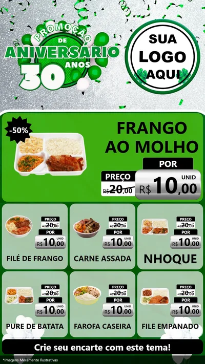 Modelo de Rede Social para Stories com o tema Promoção de Aniversário - 30 Anos para Restaurante