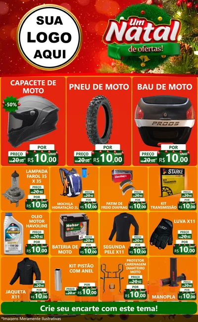 Modelo de Encarte para Encarte Grande com o tema Um Natal de Ofertas para Moto peças
