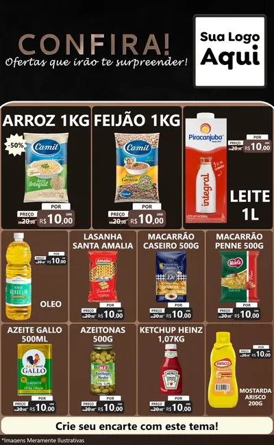 Modelo de Encarte para Encarte Grande com o tema Confira! Ofertas que irão te surpreender! para Supermercado