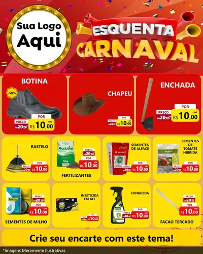 Modelo de Rede Social para Feed Instagram com o tema Esquenta Carnaval para Agropecuária