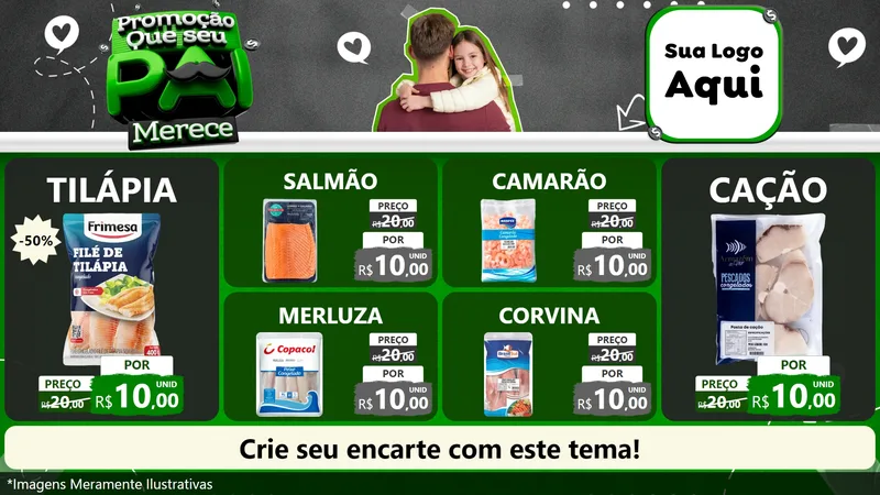Modelo de TV para TV Horizontal com o tema Promoção Que seu Pai Merece para Peixaria