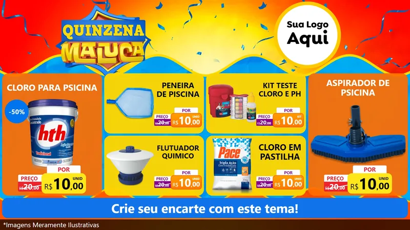 Modelo de TV para TV Horizontal com o tema Quinzena Maluca para Produtos para Piscina