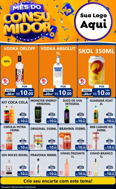 Modelo de Encarte para Encarte Grande com o tema Mês do Consumidor para Distribuidora de bebidas