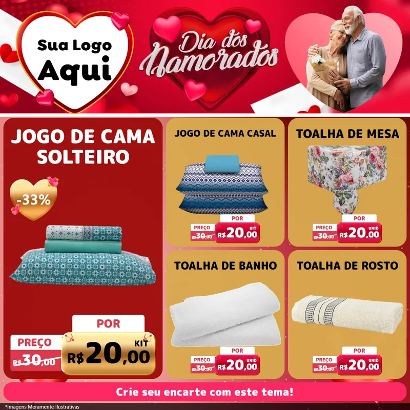 Modelo de Rede Social para Feed Facebook com o tema Dia Dos Namorados para Cama, Mesa e Banho