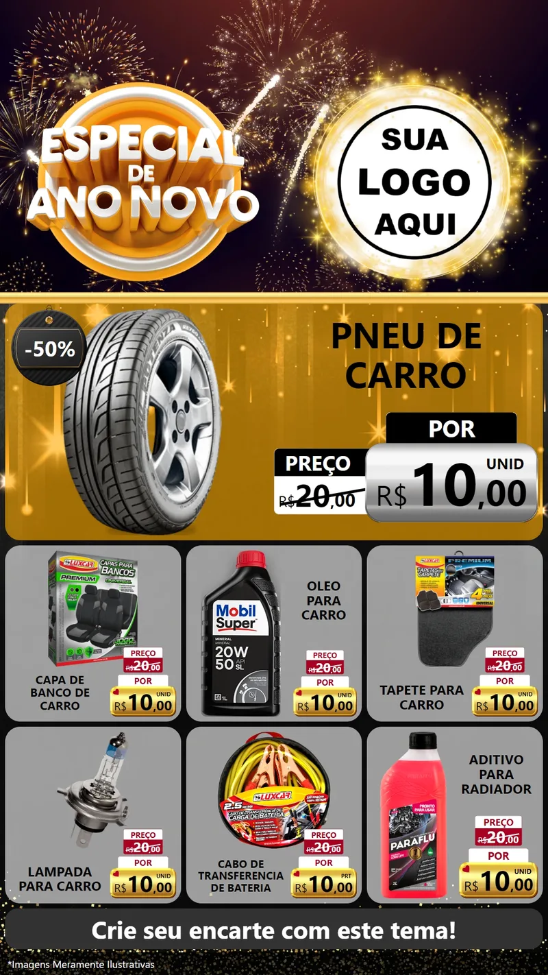 Modelo de Rede Social para Stories com o tema Especial de Ano Novo para Auto peças