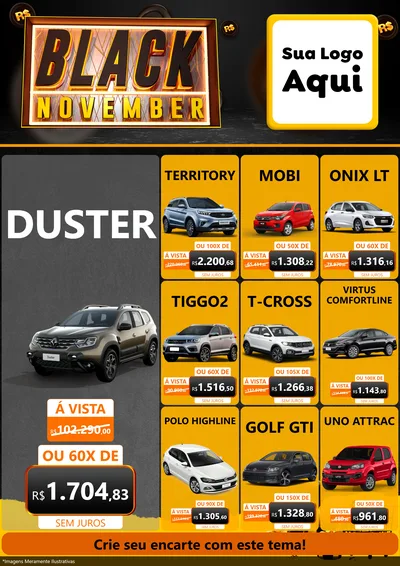 Modelo de Encarte para Encarte A4 Vertical com o tema Black November para Concessionaria de Carros