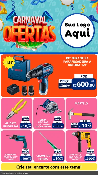 Modelo de Rede Social para Stories com o tema Carnaval de Ofertas para Maquinas e Ferramentas
