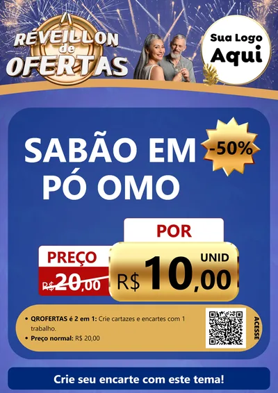 Modelo de Cartaz para Cartaz A4 Vertical com o tema Réveillon de Ofertas para Produtos de Limpeza