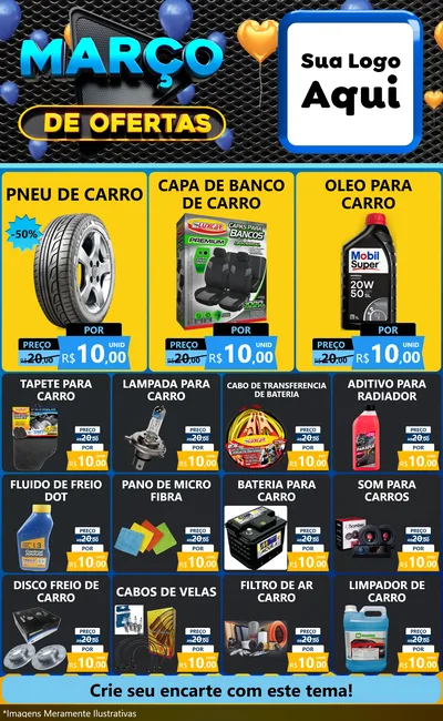 Modelo de Encarte para Encarte Grande com o tema Março de Ofertas para Auto peças