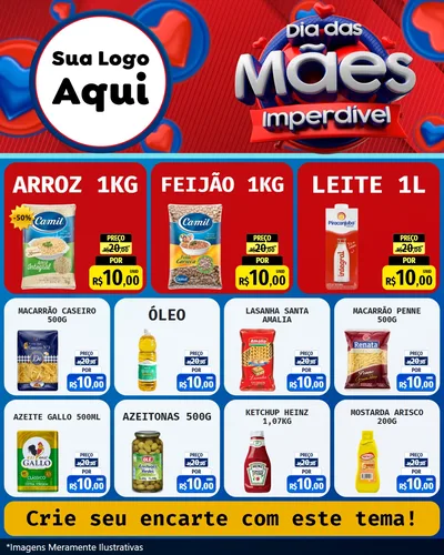 Modelo de Rede Social para Feed Instagram com o tema Dia Das Mães Imperdível para Supermercado