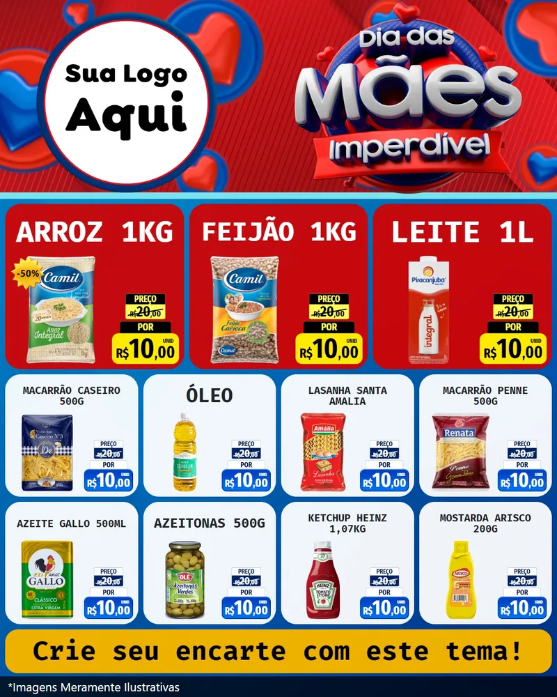 Modelo de Rede Social para Feed Instagram com o tema Dia Das Mães Imperdível para Supermercado