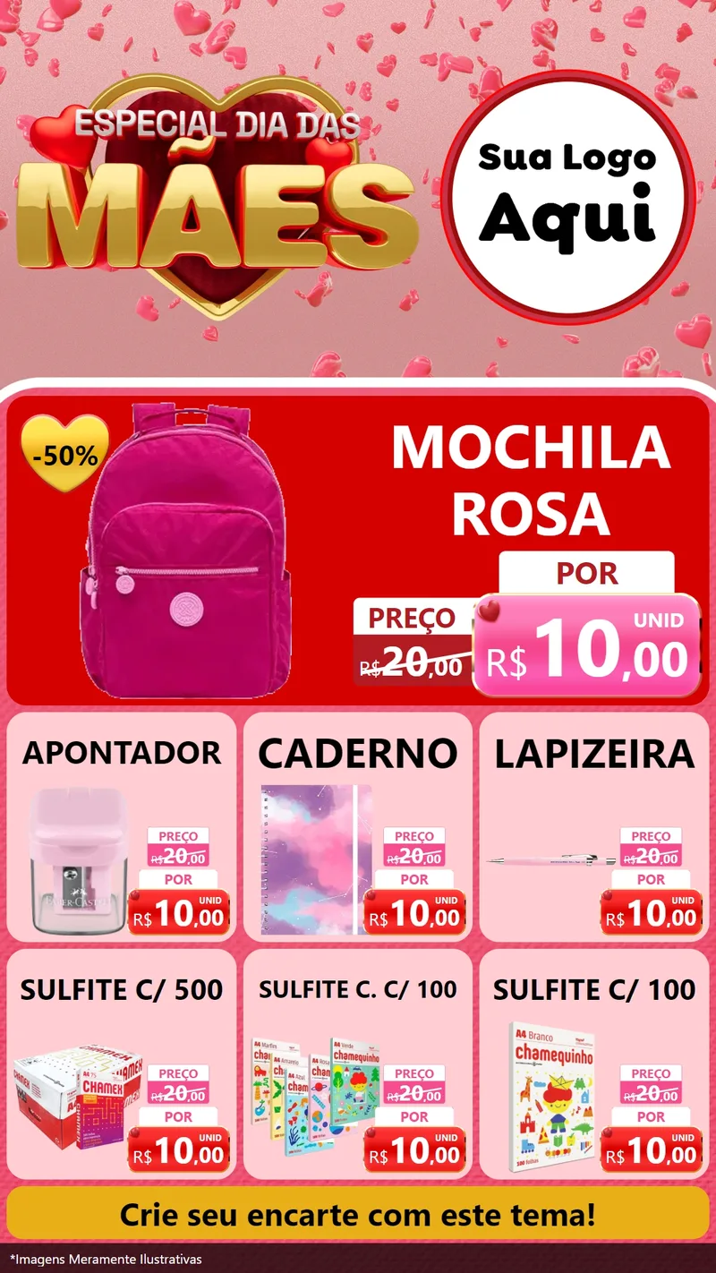 Modelo de Rede Social para Stories com o tema Especial Dia Das Mães para Papelaria
