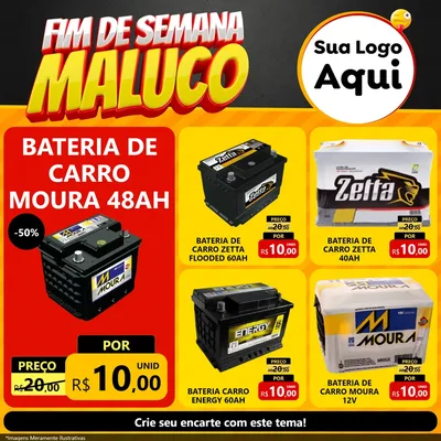 Modelo de Rede Social para Feed Facebook com o tema Final de Semana Maluco para Baterias Elétricas