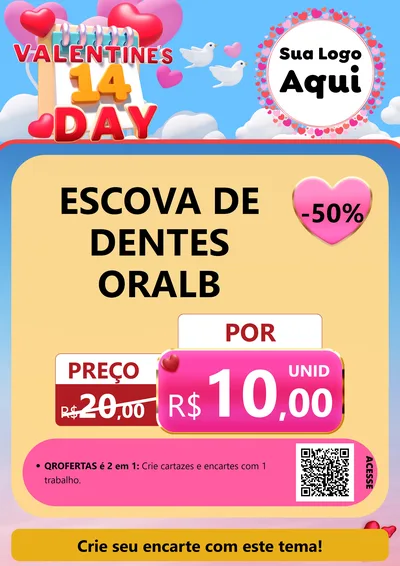 Modelo de Cartaz para Cartaz A4 Vertical com o tema Valentine's Day para Higiene Pessoal