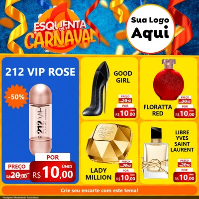 Modelo de Rede Social para Feed Facebook com o tema Esquenta de Carnaval para Perfumes