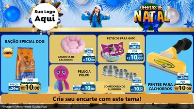 Modelo de TV para TV Horizontal com o tema Ofertas de Natal para Pet Shop