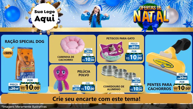 Modelo de TV para TV Horizontal com o tema Ofertas de Natal para Pet Shop