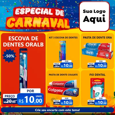 Modelo de Rede Social para Feed Facebook com o tema Especial de Carnaval para Higiene Pessoal